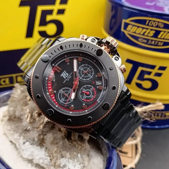 ⁦ساعة رياضية فاخرة T5 gold⁩ - الصورة ⁦4⁩